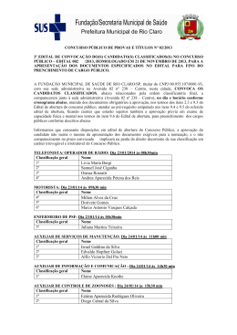 convocação 14/01/2014 - Fundação Municipal da Saúde de Rio Claro