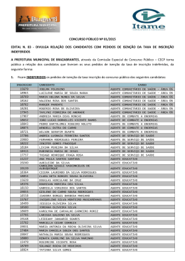 divulga rela&ccedil;&atilde;o dos candidatos com pedidos de isen&ccedil;&atilde;o da taxa de