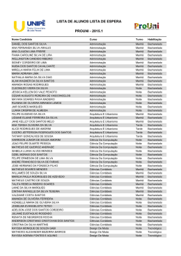 LISTA DE ALUNOS LISTA DE ESPERA PROUNI