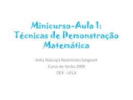 Minicurso-Aula 1: Técnicas de Demonstração Matemática