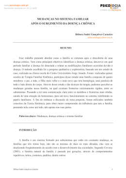mudan&ccedil;as no sistema familiar ap&oacute;s o surgimento da doen&ccedil;a cr&ocirc;nica