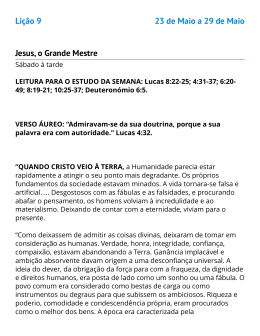 Li&ccedil;&atilde;o 9 23 de Maio a 29 de Maio Jesus, o Grande