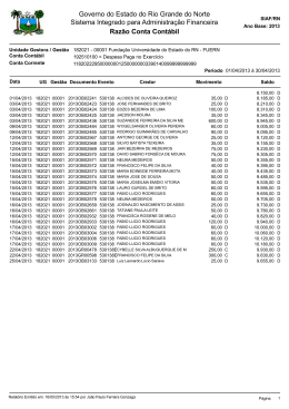 Raz&atilde;o Conta Cont&aacute;bil Governo do Estado do Rio Grande