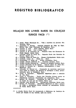 Relação dos livros raros da coleção Eurico Facó