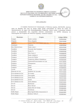 INSTITUTO NACIONAL DE COLONIZA&Ccedil;&Atilde;O E REFORMA AGR&Aacute;