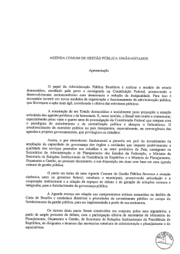 AGENDA coMUM DE GEST&Atilde;O P&Uacute;BLICA UNI&Atilde;O