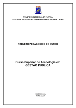 Curso Superior de Tecnologia em GESTÃO PÚBLICA