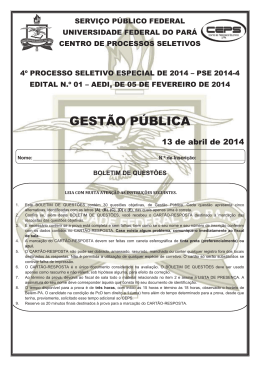 Prova objetiva de Gest&atilde;o P&uacute;blica - Ceps