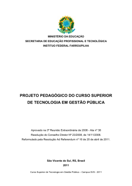 Gest&atilde;o P&uacute;blica REITORIA1 - Instituto Federal de Educa&ccedil;&atilde;o, Ci&ecirc;ncia