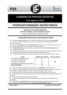 Prova - Tecn&oacute;logo Forma&ccedil;&atilde;o: Gest&atilde;o P&uacute;blica