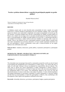 a quest&atilde;o da participa&ccedil;&atilde;o popular na gest&atilde;o p&uacute;blica