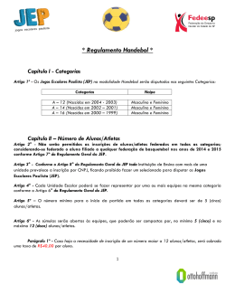 Regulamento Handebol Regulamento Handebol - JEP