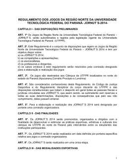 REGULAMENTO DOS JOGOS DA REGIÃO NORTE DA