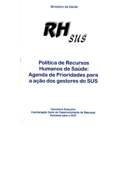 Pol&iacute;tica de Recursos Humanos de Sa&uacute;de: Agenda de Prioridades
