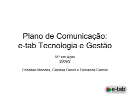 Plano de Comunica&ccedil;&atilde;o: e-tab Tecnologia e Gest&atilde;o
