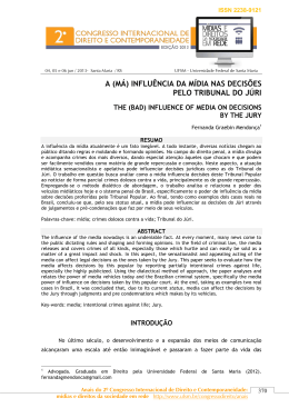 (m&aacute;) influ&ecirc;ncia da m&iacute;dia nas decis&otilde;es pelo tribunal do j&uacute;ri