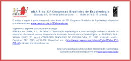 Valoriza&ccedil;&atilde;o espeleol&oacute;gica e conscientiza&ccedil;&atilde;o ambiental atrav&eacute;s da
