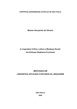 Moises Gonçalves de Oliveira A Linguística Crítica, Leitura e