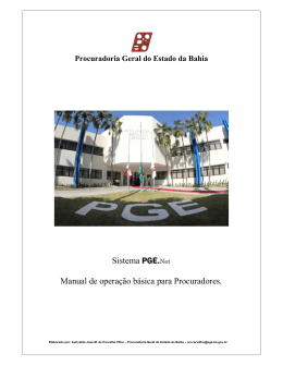 Sistema PGE.Net Manual de opera&ccedil;&atilde;o b&aacute;sica para