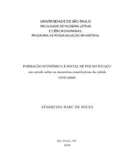 Formação econômica e social de Foz do Iguaçu: um estudo sobre