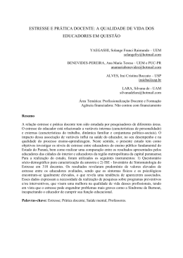estresse e prática docente: a qualidade de vida dos