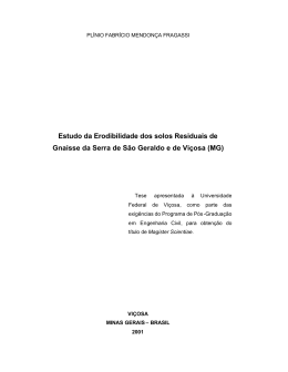 Estudo da Erodibilidade dos solos Residuais de Gnaisse da