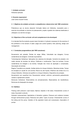 Hidr&aacute;ulica aplicada - Mestrado em Engenharia e Gest&atilde;o de