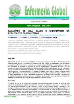 qualidade de vida, sa&uacute;de e enfermagem na perspectiva ecossist&ecirc;mica