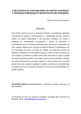 a relevancia da contabilidade na gest&atilde;o das micro e pequenas