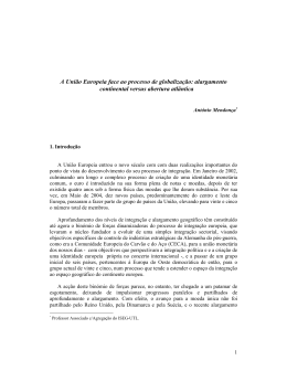 A Uni&atilde;o Europeia face ao processo de globaliza&ccedil;&atilde;o: alargamento