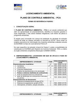 LICENCIAMENTO AMBIENTAL PLANO DE CONTROLE - Crea-PR