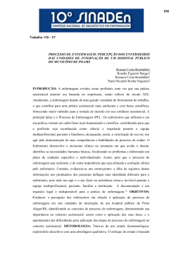 processo de enfermagem: percep&ccedil;&atilde;o dos