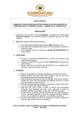 Prova: Conselho Tutelar dos Direitos da Crian&ccedil;a e Adolescente de