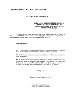 diretoria de concurso vestibular edital n&ordm; 002/2011-dcv