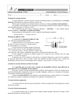 Ficha de Trabalho - Corrente el&eacute;ctrica