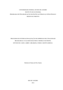 Processos de internacionaliza&ccedil;&atilde;o de empresas multinacionais