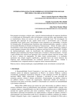 INTERNACIONALIZA&Ccedil;&Atilde;O DE EMPRESAS E INVESTIMENTOS