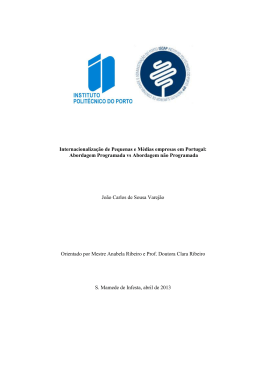 Internacionaliza&ccedil;&atilde;o de Pequenas e M&eacute;dias empresas em Portugal