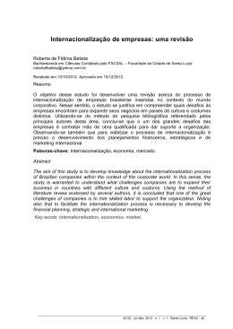 Internacionaliza&ccedil;&atilde;o de empresas: uma revis&atilde;o