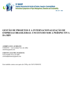 gest&atilde;o de projetos e a internacionaliza&ccedil;&atilde;o de empresas