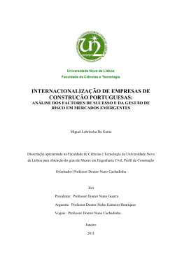 internacionaliza&ccedil;&atilde;o de empresas de constru&ccedil;&atilde;o portuguesas