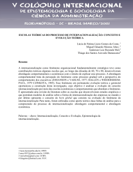 ESCOLAS TEÓRICAS DO PROCESSO DE INTERNACIONALIZAÇÃO