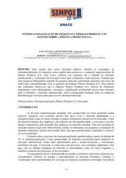 INTERNACIONALIZA&Ccedil;&Atilde;O DE PEQUENAS E M&Eacute;DIAS