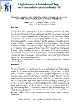 PROJETOS DE INTERNACIONALIZA&Ccedil;&Atilde;O DE EMPRESAS BRASILEI