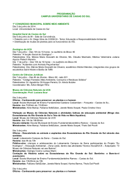 PROGRAMAÇÃO CAMPUS UNIVERSITÁRIO DE CAXIAS DO