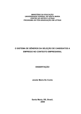 O SISTEMA DE GÊNEROS DA SELEÇÃO DE CANDIDATOS A