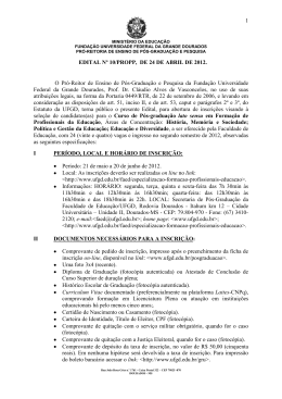 Edital de Sele&ccedil;&atilde;o - Ingresso no segundo semestre de 2012