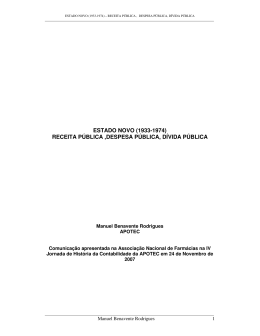 ESTADO NOVO (1933-1974) RECEITA P&Uacute;BLICA