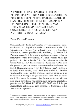 a paridade das pensões do regime próprio previdenciário dos