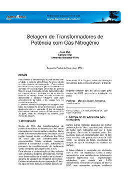 Selagem de Transformadores de Pot&ecirc;ncia com G&aacute;s Nitrog&ecirc;nio
